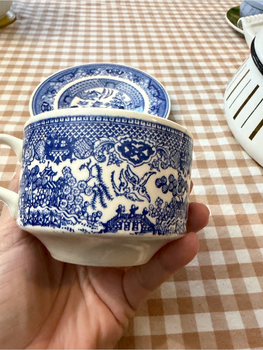 Blue Willow Porcelain Teacup & Saucer - Blue Pattern - Picture 4 of 10